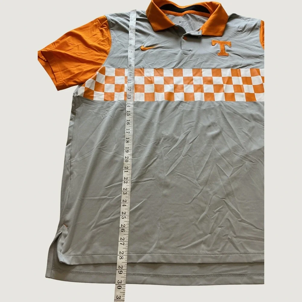 Nike Tennessee Volunteers Dri-FIT Polo Shirt Mens Large Grey Orange Checkerboard